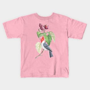 Red Crested Bird Wildlife Illustration Kids T-Shirt